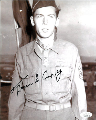 Francis S. Currey signed Vintage WWII Sepia 8x10 Photo- JSA #AC92727- Medal of Honor/Battle of the Bulge