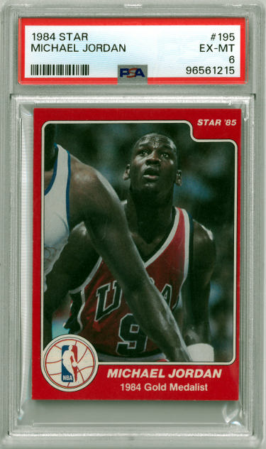 Michael Jordan 1984-85 Star Basketball Rookie Card (RC) #195- PSA Graded 6 EX-MT (Chicago Bulls/HOF/GOAT)