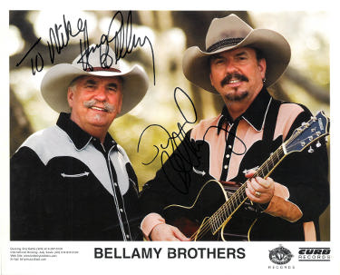 Bellamy Brothers signed Curb Records 8x10 photo To Mike- COA (David/Homer/Country Pop Duo)