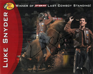 Luke Snyder signed Professional Bull Riders Last Cowboy Standing 8x10 Photo 2016- COA