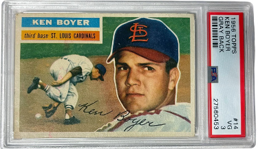 Ken Boyer 1956 Topps Gray Back Baseball Card #14- PSA Graded 3 VG (St. Louis Cardinals/11XAS/64 WSC/NLMVP)