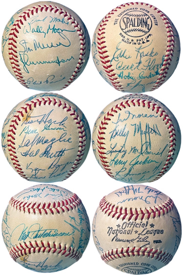 1958 St. Louis Cardinals Team Signed National League (Giles) Baseball- 22 sigs- JSA LOA (Musial/Flood/Boyer/Hack)