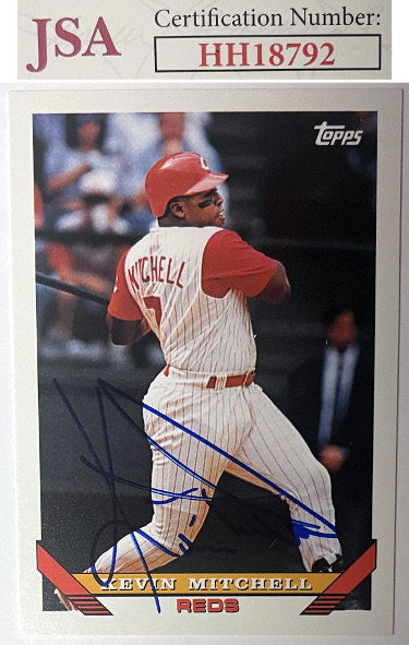 Kevin Mitchell signed 1993 Topps Traded Baseball On Card Auto #112T- JSA #HH18792 (Cincinnati Reds)