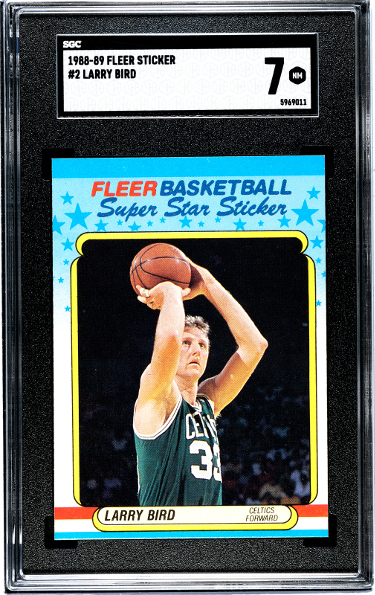 Larry Bird 1988-89 Fleer Sticker/Card #2- SGC Graded 7 NM (Boston Celtics/HOF)