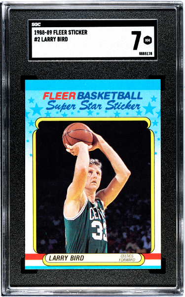 Larry Bird 1988-89 Fleer Sticker/Card #2- SGC Graded 7 NM (Boston Celtics/HOF)