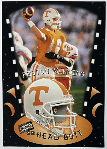 Peyton Manning 1998 Press Pass Head Butt Die Cut Rookie Card (RC) #HB1 (Tennessee Volunteers)