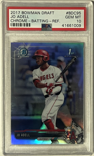 Jo Adell 2017 Bowman Draft Chrome Batting Refractor Rookie Card (RC) #BDC95- PSA Graded 10 Gem Mint (Los Angeles Angels)