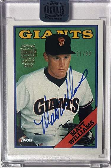 Matt Williams signed 2018 Topps Archvies Certified Signature Series On Card Auto #372- /99 (Giants/Factory Sealed)