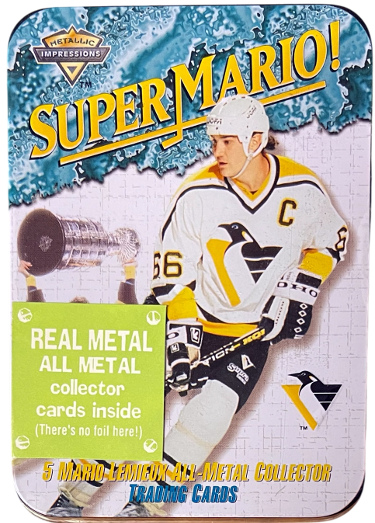 1996 Metallic Impressions Mario Lemieux Super Mario Hockey Cards Tin- Factory Sealed- 5 Cards