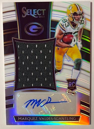 Marquez Valdes-Scantling signed 2018 Select Prizm RPA Rookie Auto/Relic Card #JM-MV- /75 (Green Bay Packers)