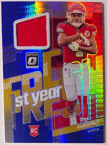 Rashee Rice 2023 Panini Donruss Optic Prizm 1st Year Rookie Relic Card (RC) #FYF-RR (Kansas City Chiefs)