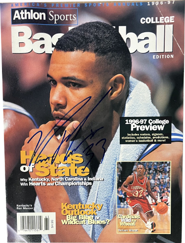 Ron Mercer signed 1996-97 Athlon Sports College Preview Magazine- imperfect- COA (Kentucky Wildcats)