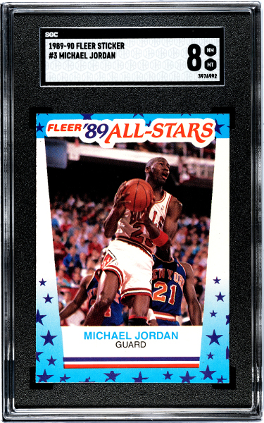 Michael Jordan 1989-90 Fleer All-Star Sticker/Card #3- SGC Graded 8 NM-MT (Chicago Bulls/HOF/GOAT)