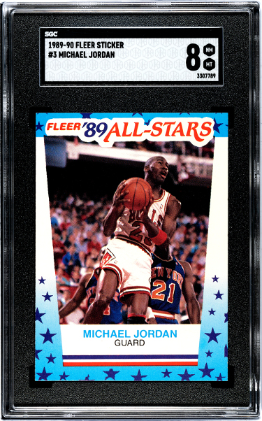 Michael Jordan 1989-90 Fleer All-Star Sticker/Card #3- SGC Graded 8 NM-MT (Chicago Bulls/HOF/GOAT)