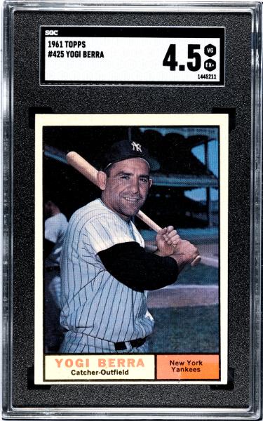 Yogi Berra 1961 Topps Card #425- SGC Graded 4.5 VG-EX+ (Yankees/HOF)