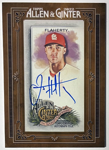 Jack Flaherty signed 2022 Topps Allen & Ginter Mini Framed On Card Auto #MA-JF (St. Louis Cardinals)