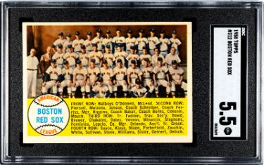 1958 Topps Boston Red Sox Team Check List Card #312- SGC Graded 5.5 EX+