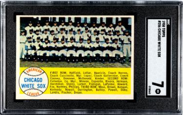 1958 Topps Chicago White Sox Team Check List Card #256- SGC Graded 7 NM