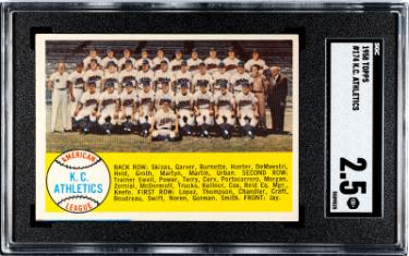 1958 Topps Kansas City Athletics Team Check List Card #174- SGC Graded 2.5 Good+ (Mark)