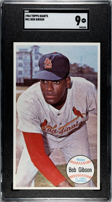 Bob Gibson 1964 Topps Giants Card #41- SGC Graded 9 Mint (Cardinals/HOF)