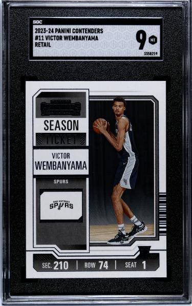 Victor Wembanyama 2023-24 Panini Contenders Retail Rookie Card (RC) #11- SGC Graded 9 Mint (San Antonio Spurs)