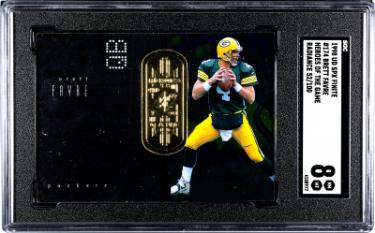 Brett Favre 1998 UD SPX Finited Heroes Radiance Card #174- /100- SGC Graded 8 NM-MT (Packers/HOF)