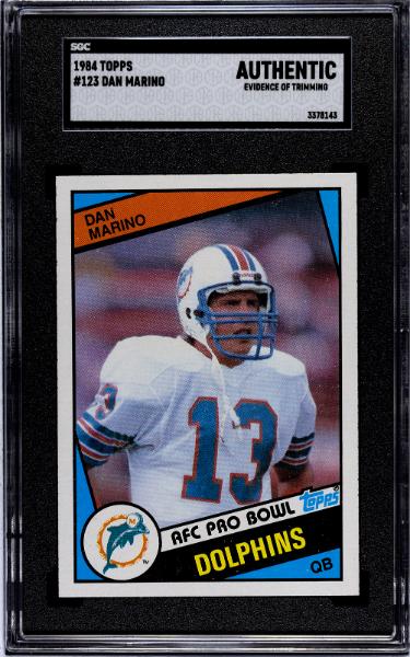 Dan Marino 1984 Topps Rookie Card (RC) #123- SGC Slabbed Authentic (Evidence of Trimming/Dolphins/HOF)