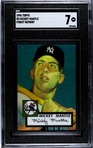 Mickey Mantle 1996 Topps Finest Reprint 1952 RC Card #2- SGC Graded 7 NM (Yankees/HOF)