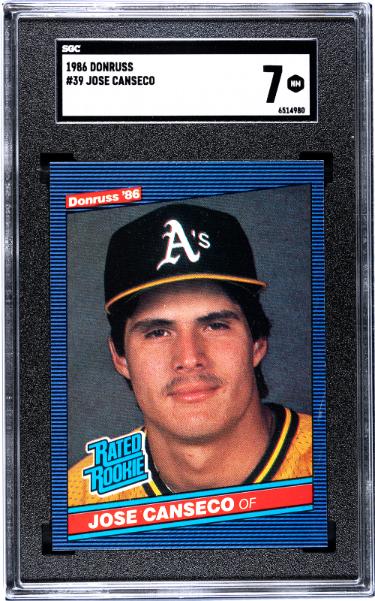 Jose Canseco 1986 Donruss Rated Rookie Card (RC) #39- SGC Graded 7 NM (Oakland A's)