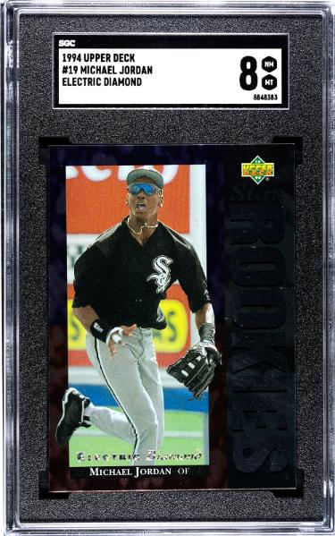 Michael Jordan 1994 Upper Deck Electric Diamond Rookie Card (RC) #19- SGC Graded 8 NM-MT (White Sox/GOAT)