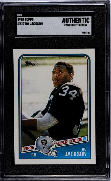 Bo Jackson 1988 Topps Rookie Card (RC) #327- SGC Slabbed Authentic (Evidence of Trimming/Raiders)