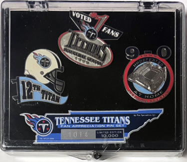 2000 Vintage Tennessee Titans Fan Appreciation 3- Pin Set Limited Edition # 1014/10,000  Factory Sealed/NEW