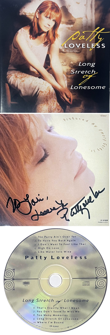 Patty Loveless signed 1997 Long Stretch of Lonesome Album Cover Booklet w/ CD Case To Lori Love- COA