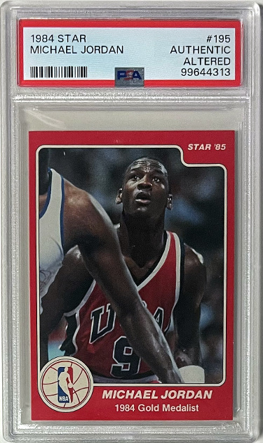 Michael Jordan 1984-85 Star Rookie Card (RC) #195- PSA Authentic Altered (CENTERED/Chicago/HOF/1984 Gold Medalist)