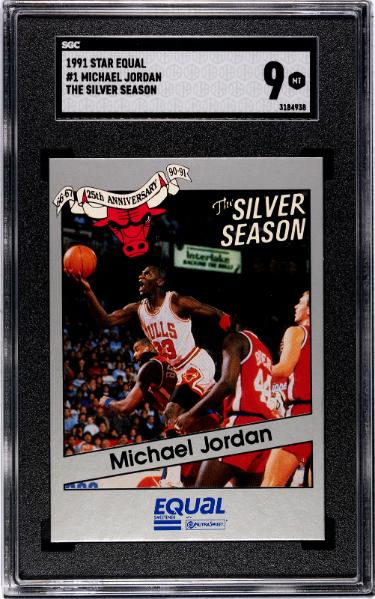 Michael Jordan 1990-1991 Star Equal The Silver Season Card #1- SGC Graded 9 Mint (Chicago Bulls/HOF/GOAT)