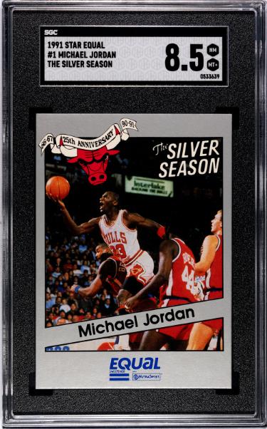 Michael Jordan 1990-1991 Star Equal The Silver Season Card #1- SGC Graded 8.5 NM-MT+ (Chicago Bulls/HOF/GOAT)