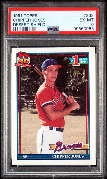 Chipper Jones 1991 Topps Desert Shield Rookie Card (RC) #333- PSA Graded 6 EX-MT (RARE/Braves/HOF)