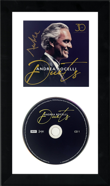 Andrea Bocelli signed 2024 Duets- 30th Anniversary Art Insert, 2CD Custom Framing- COA