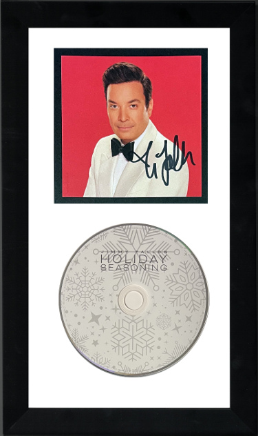 Jimmy Fallon signed 2024 "Holiday Seasoning Republic Records CD 4x4 Art Insert Auto/Booklet 6.5x12 Custom Framing- COA