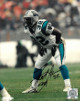 Fred Lane signed Carolina Panthers 8x10 Photo #32 (hand on knees-black sig)