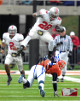 Chris "Beanie" Wells signed Ohio State Buckeyes 8X10 Photo #28 (leap vs Illinois-blue sig)