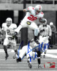 Chris "Beanie" Wells signed Ohio State Buckeyes Spotlight 8X10 Photo #28 (leap vs Illinois-blue sig)