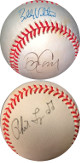 Dave/David Cone/Bobby Valentine/Phil Linz triple signed RONL Rawlings OFC National League Baseball minor tone spots- JSA (Mets)