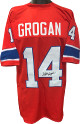 Steve Grogan signed Red TB Custom Stitched Pro Style Football Jersey XL- JSA Witnessed