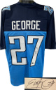 Eddie George signed Tennessee Light Blue Custom Stitched Pro Style Football Jersey XL- Beckett Witnessed