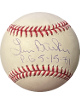 Len Barker signed Official Rawlings Major League Baseball w/ PG 5-15-81- Tristar Hologram (Indians/Rangers/Braves/Brewers)