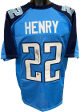 Derrick Henry signed Tennessee 2016-17 TB Light Blue Custom Stitched Pro Style Football Jersey #22 XL- Beckett Witnessed