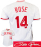 Pete Rose signed Cincinnati White TB Custom Stitched Baseball Jersey XL- JSA/Rose/Fiterman Hologram