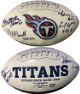 Warren Moon/Bruce Matthews/Campbell/Bethea/Munchak signed Tennessee Titans Logo Football  PSA (Oilers HOF-7 sig)