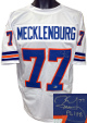 Karl Mecklenberg signed Denver White TB Custom Stitched Pro Style Football Jersey #77 Phil 4:8 XL- Beckett Witnessed #WM49834